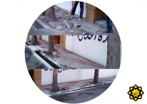 اجراي عملیات مرمت و بهسازی پیاده رو مقابل مدارس سطح منطقه يك شهرداري گرگان - در راستای استقبال از بازگشایی مدارس- تختي ١٢