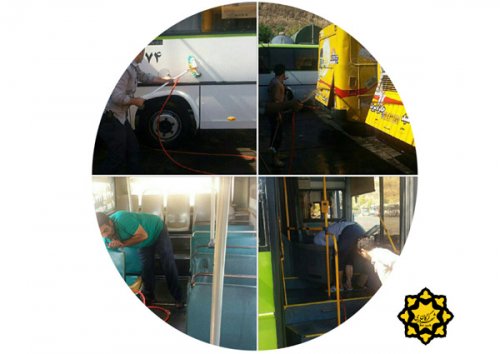 شستشو ونظافت اتوبوس هابه مناسبت اغاز سال تحصیلی جدید