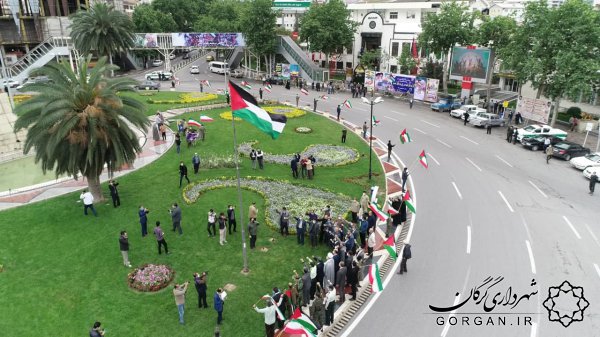 در روز جهانی قدس؛ پرچم فلسطین بر فراز میدان شهرداری گرگان برافراشته شد