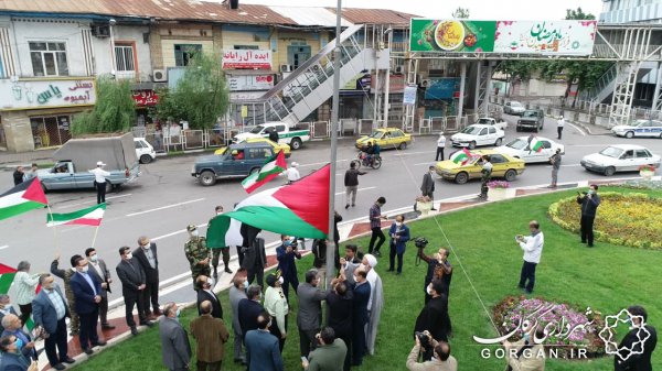 در روز جهانی قدس؛ پرچم فلسطین بر فراز میدان شهرداری گرگان برافراشته شد