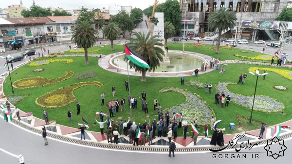 در روز جهانی قدس؛ پرچم فلسطین بر فراز میدان شهرداری گرگان برافراشته شد