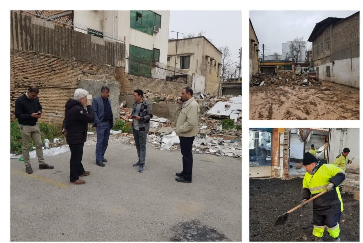 آماده‌سازی بازارچه نوروزی گرگان در خیابان ولیعصر بین عدالت ۱ و ۳
